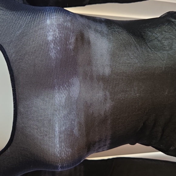 Vivienne  Blue Black Sheer Long Sleeve Top - Picture 2 of 6